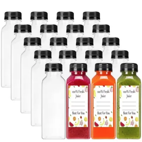  Plastic Juice Bottles-Empty Plastic Water Bottles with Caps-Bulk Sell Reusable Clear Beverage Containers for Drinkingater 