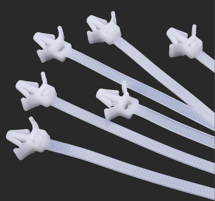 Self locking car pin type aircraft head zip tie, black and white gray wire fixing buckle, nylon, low temperature resistant